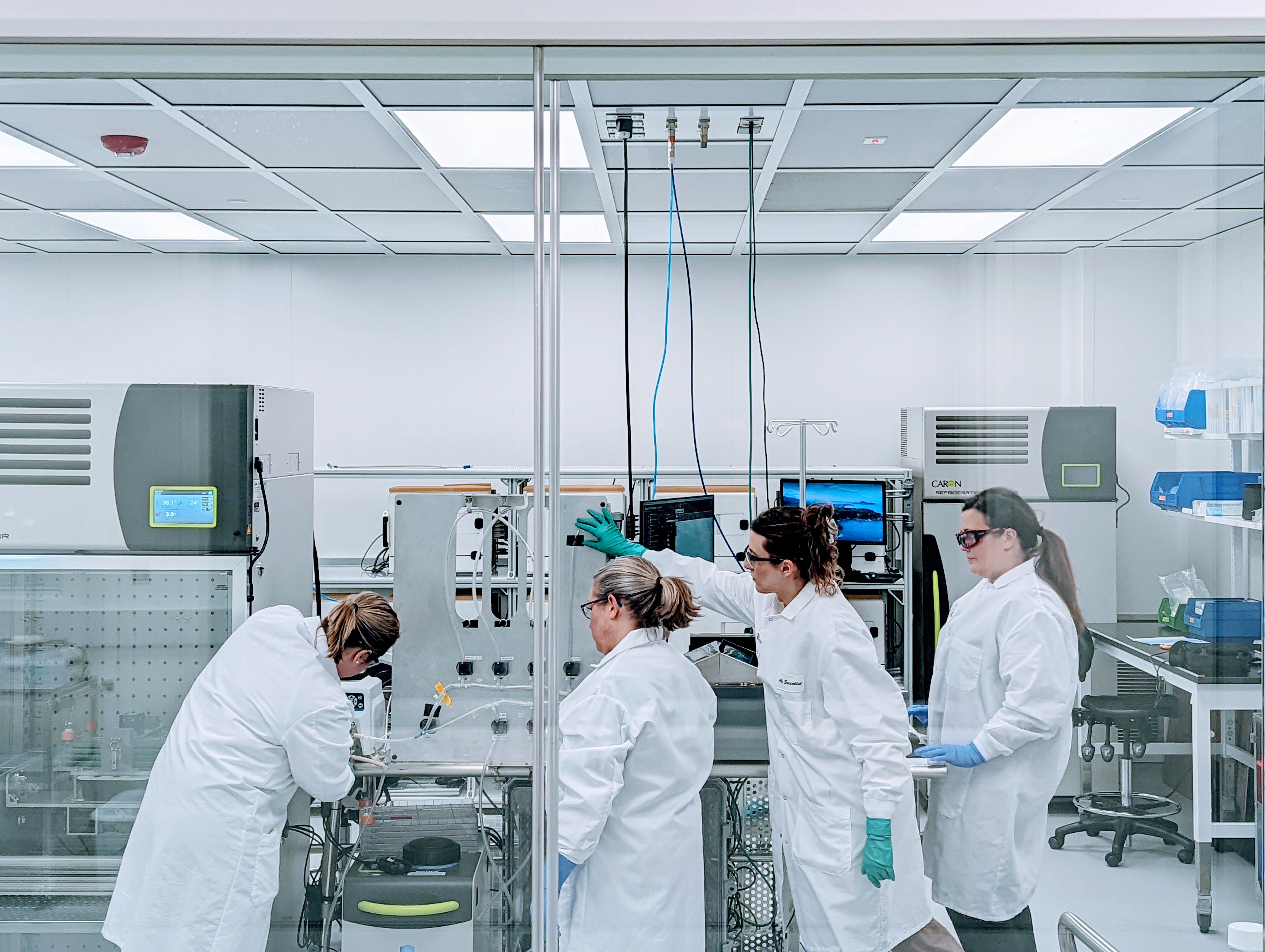 Researchers working in a lab