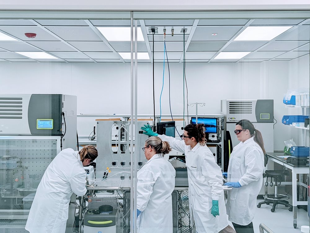 Researchers working in a lab